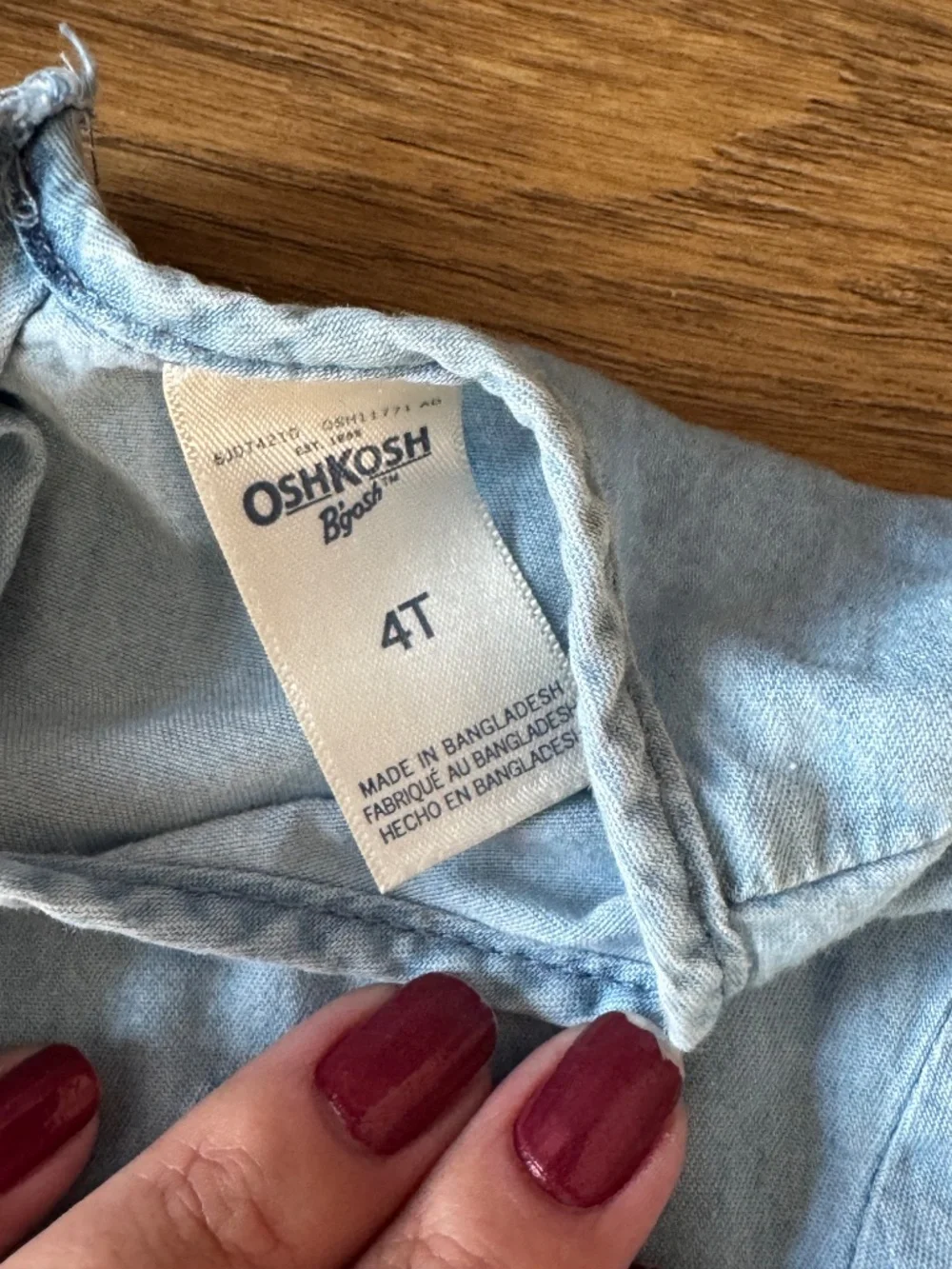 OshKosh B'gosh Girls Chambray Tiered Dress Size 4T Long Sleeve Ruffle Hem Blue